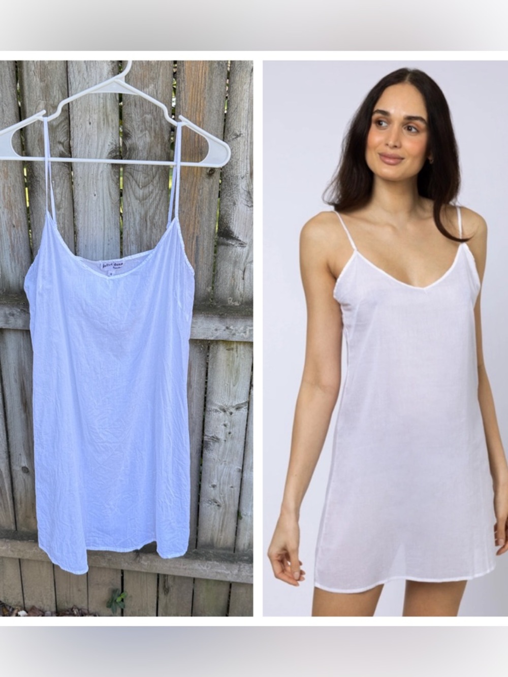 Juliet Dunn London White Cotton Slip dress chemise adjustable (their size 4) 10